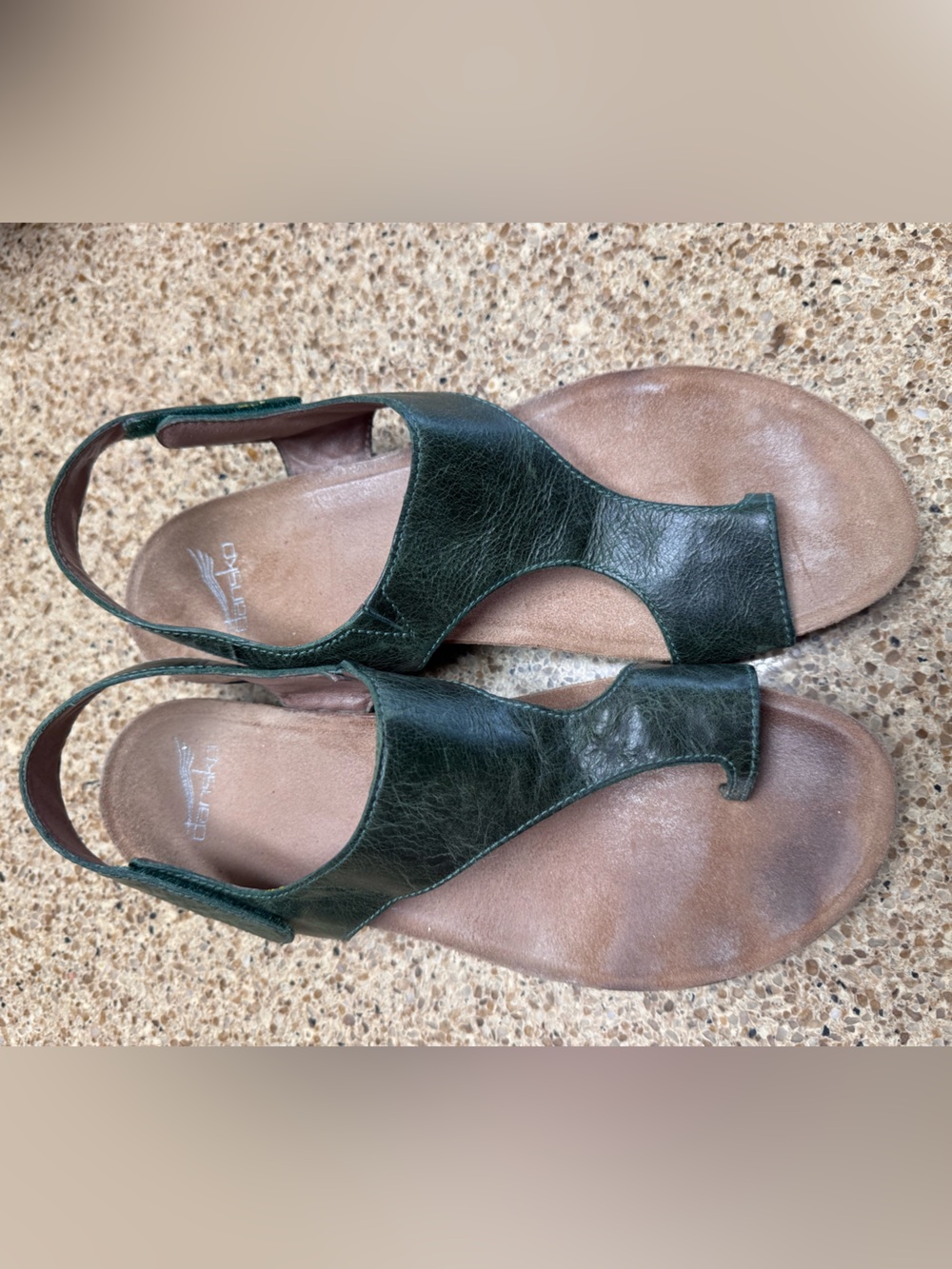 Dansko Dark Green Leather Slingback Sandals - Comfort Footbed